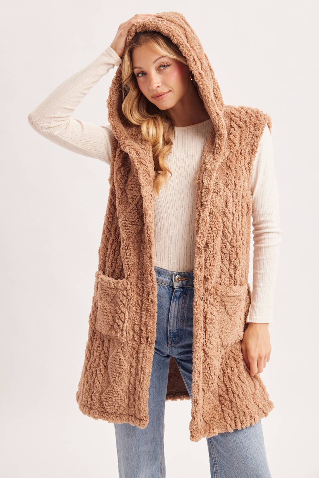 Boucle Cable Knit Sweater Vest