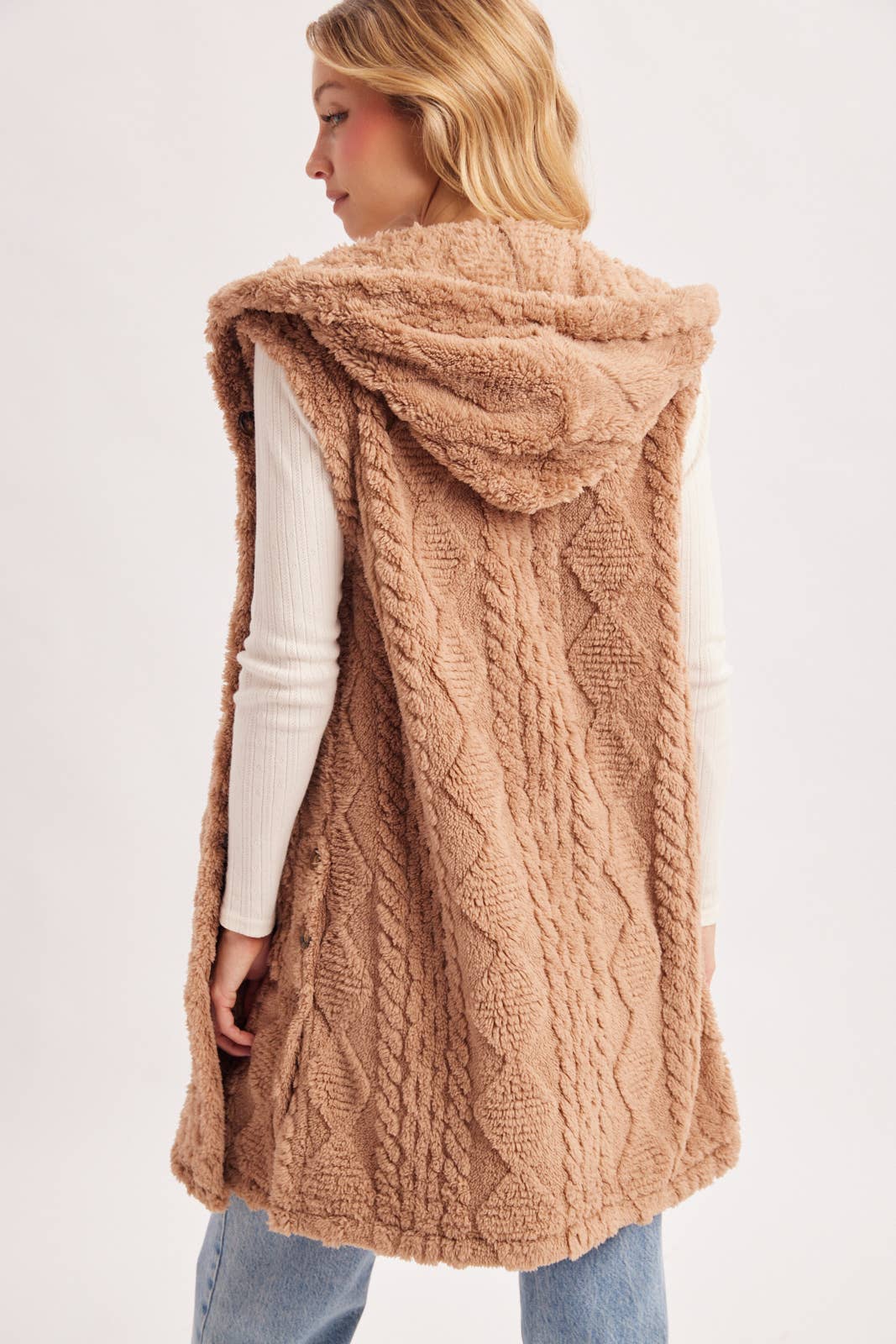 Boucle Cable Knit Sweater Vest