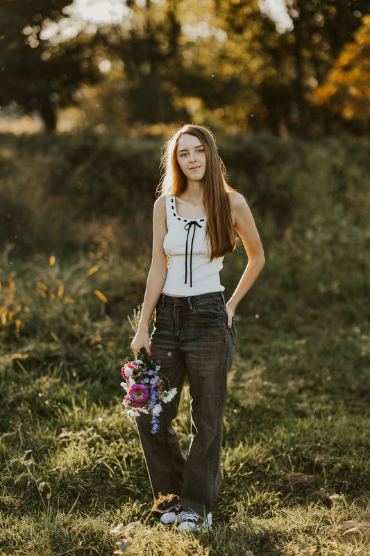 Black Washed Wide Leg Jean