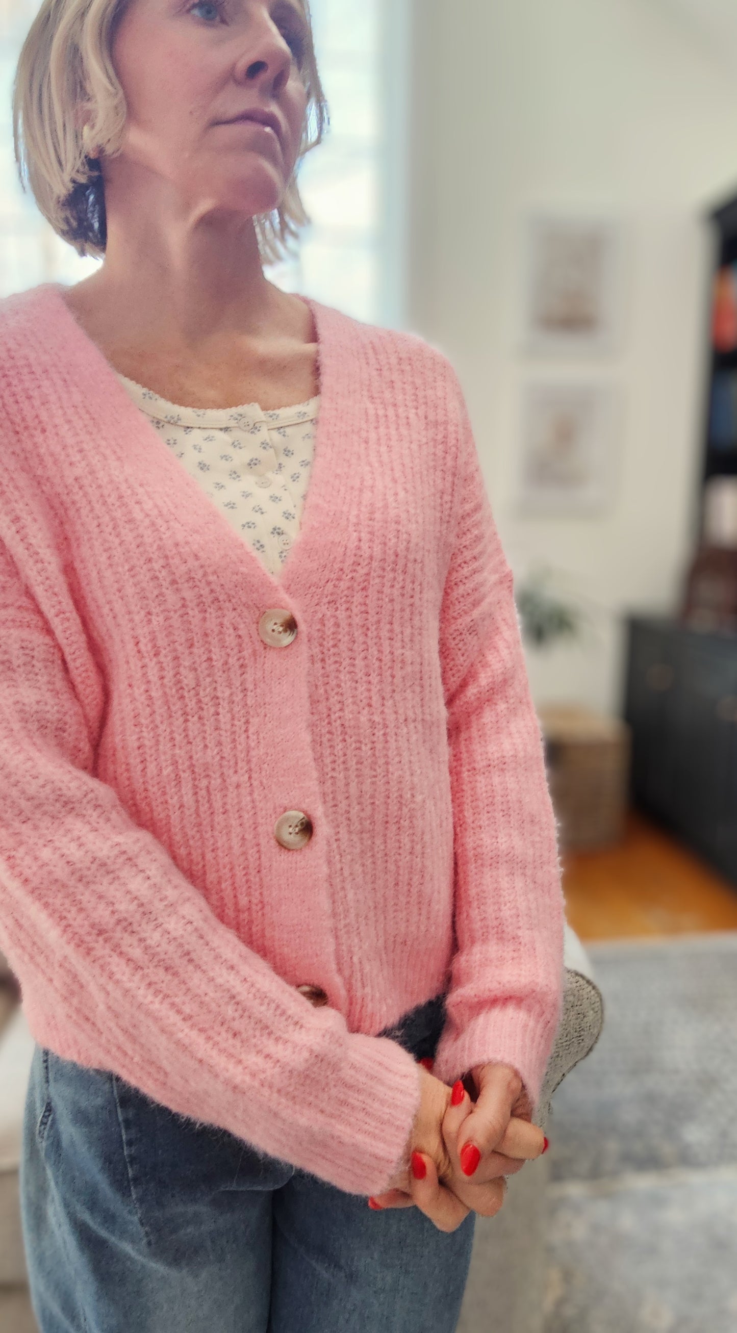 Fuzzy Pink Cardigan